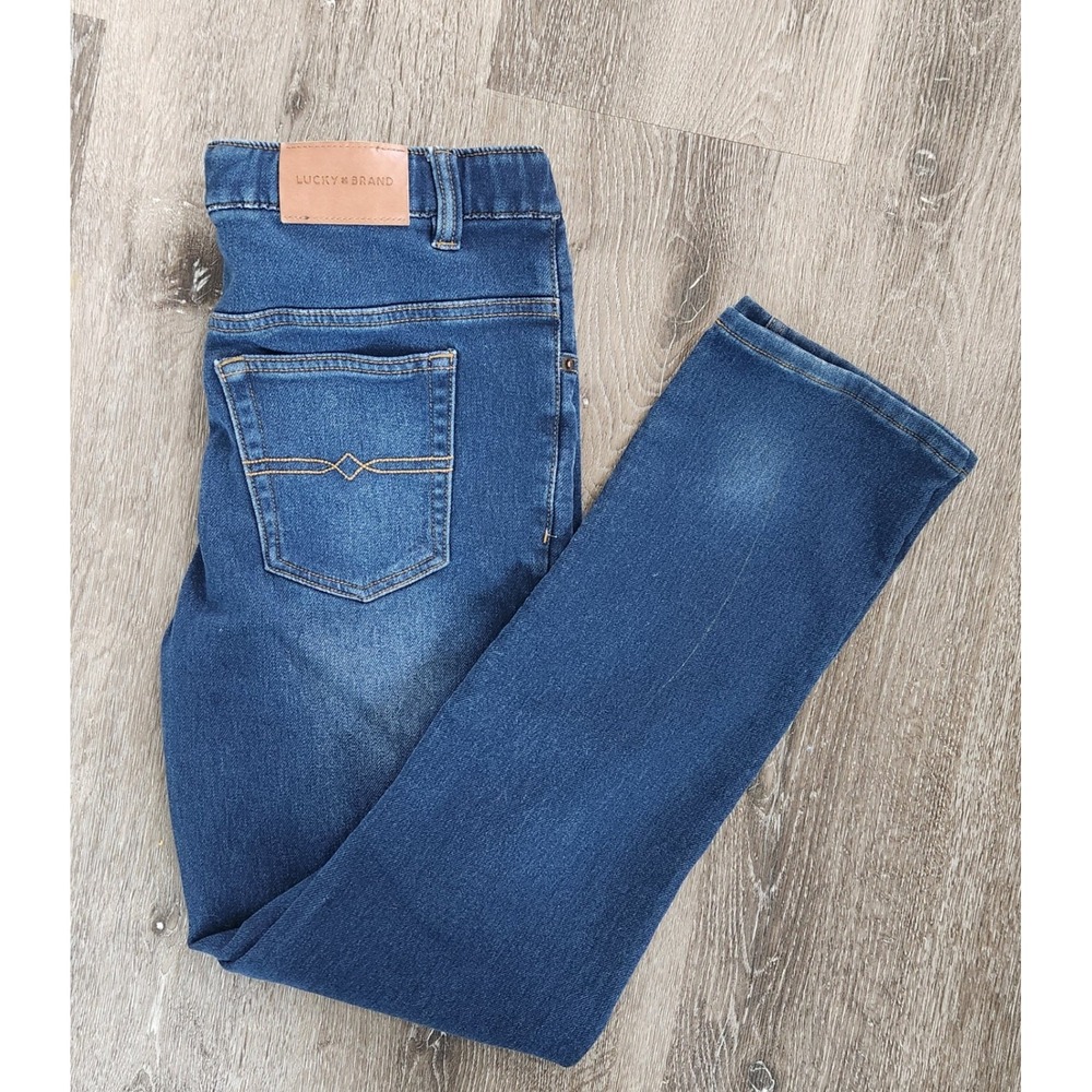Lucky Brand Women's XL 18/20 Blue Jeans Straight Leg Elastic Waist Pull On Denim